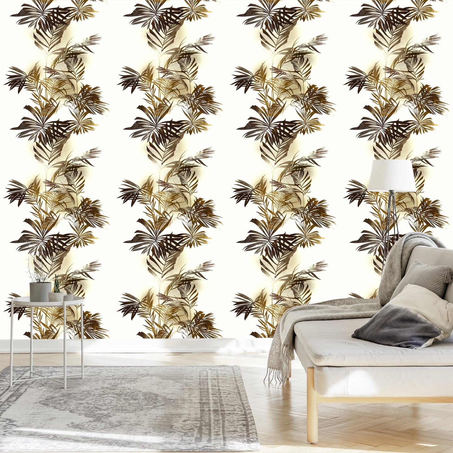 Wallpaper Watercolor Palm Leaves