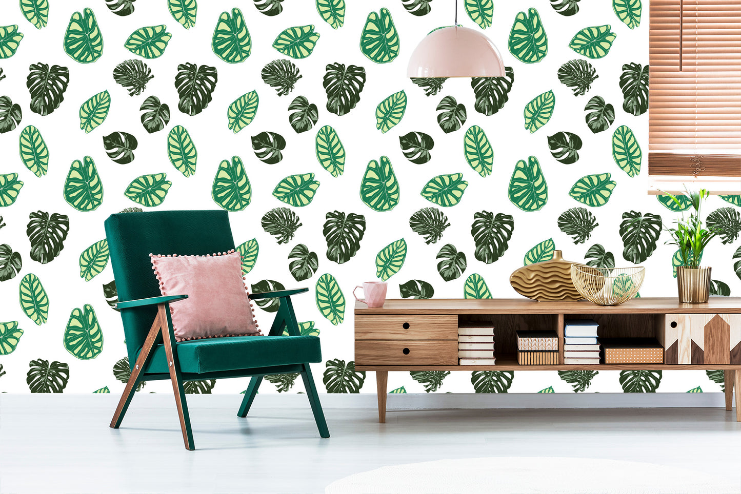 Wallpaper Monstera And Alocasia Leaves