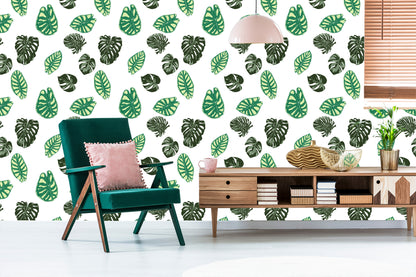 Wallpaper Monstera And Alocasia Leaves