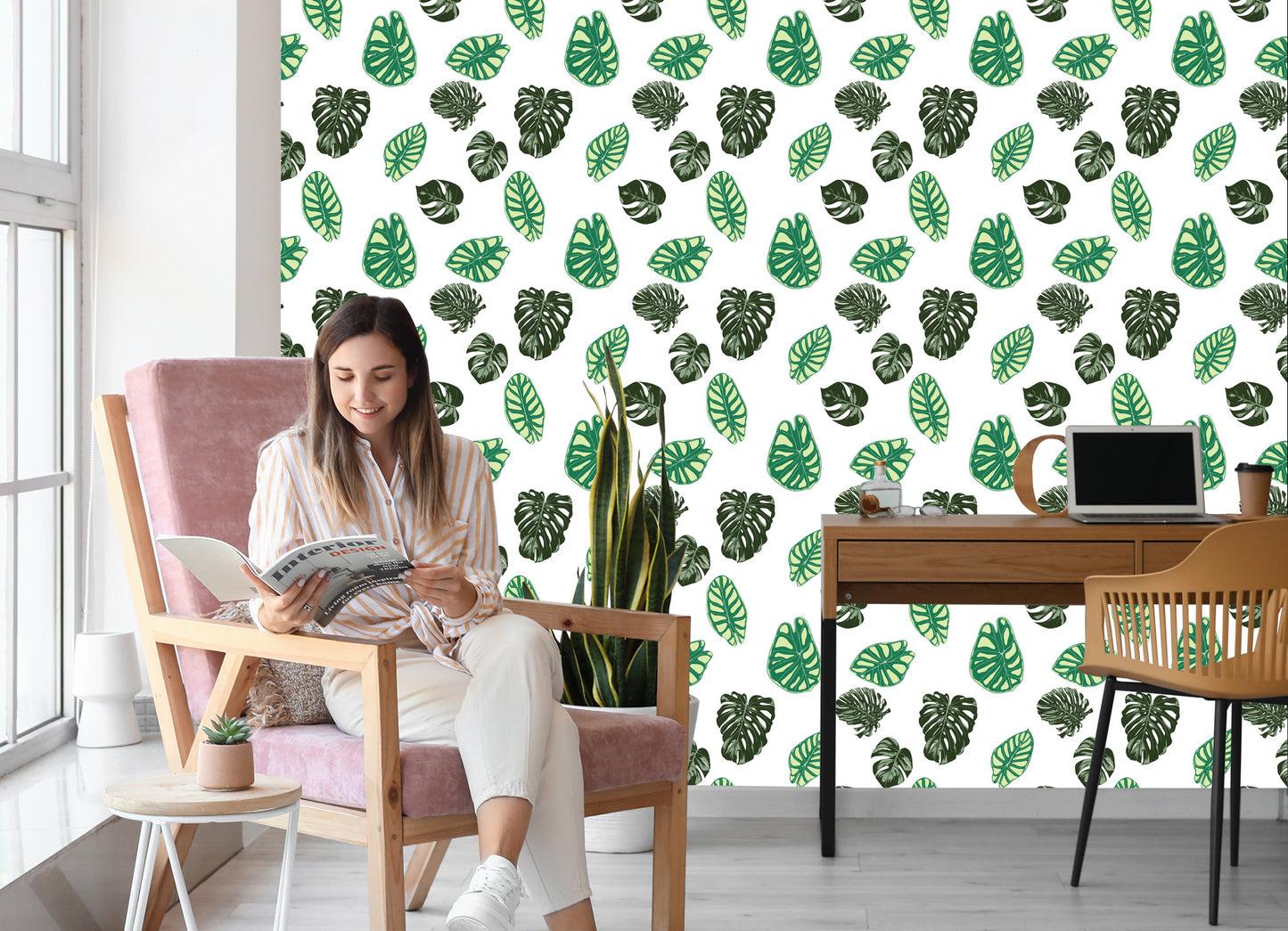 Wallpaper Monstera And Alocasia Leaves