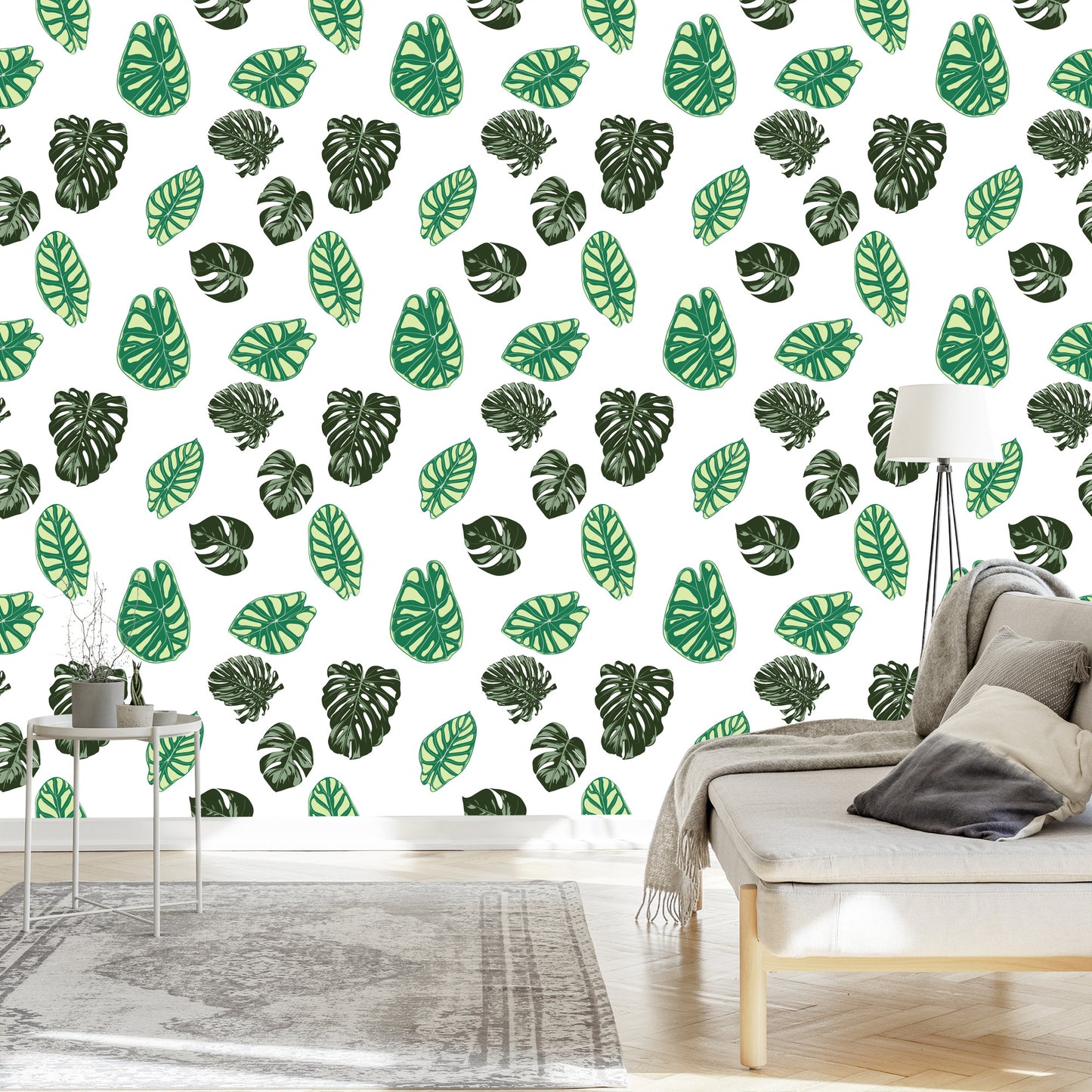 Wallpaper Monstera And Alocasia Leaves