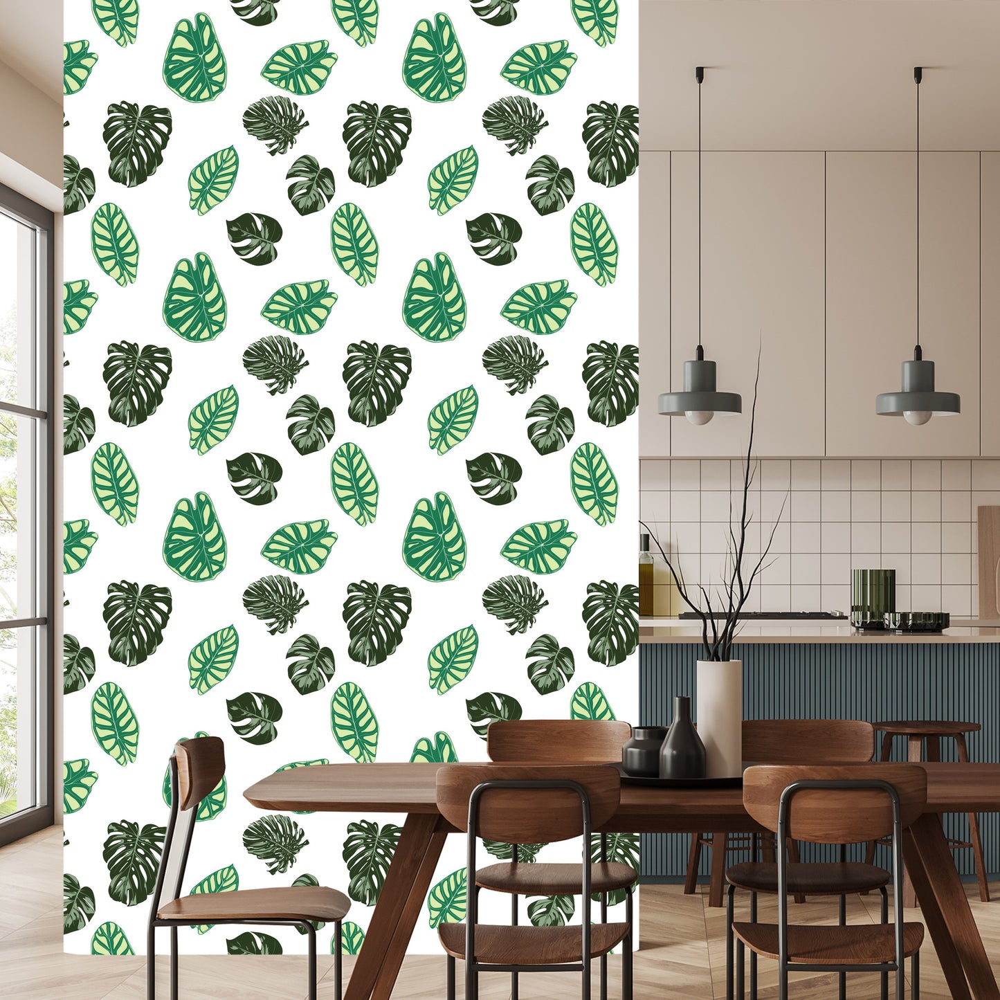 Wallpaper Monstera And Alocasia Leaves