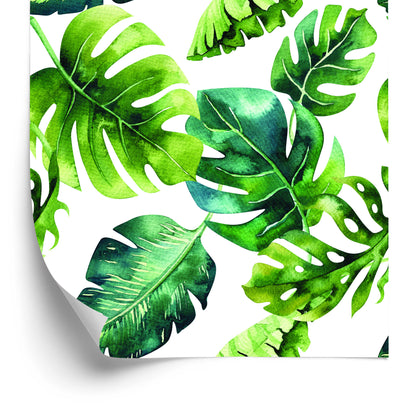 Wallpaper Tropical Leaves In Green Shades