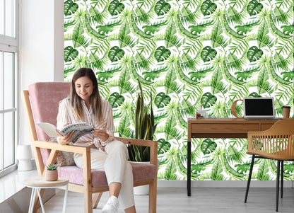 Wallpaper Leaves In Bright Green