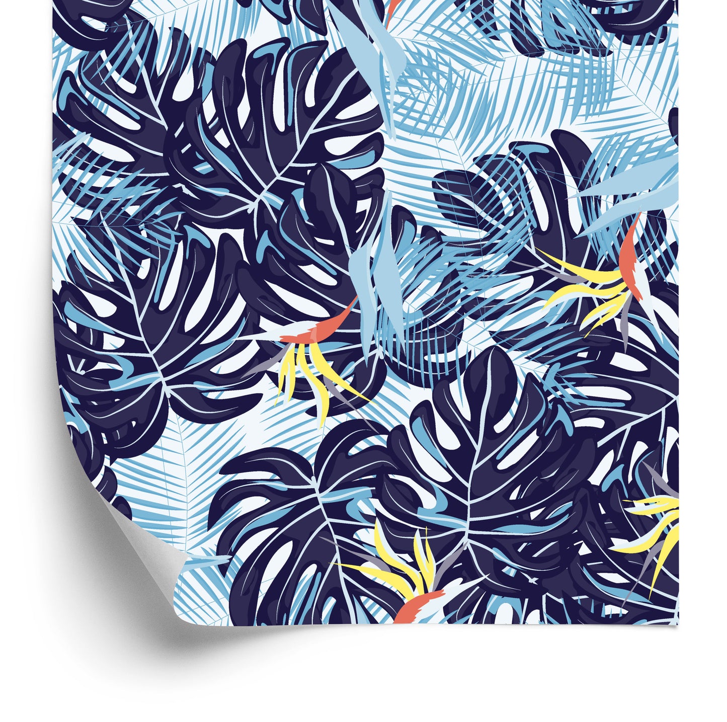 Wallpaper Leaves In Shades Of Blue