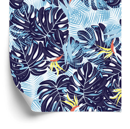Wallpaper Leaves In Shades Of Blue