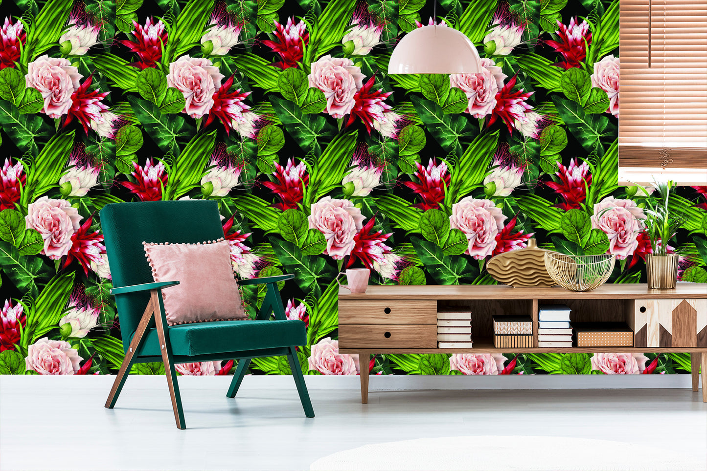Wallpaper Roses In Leaves