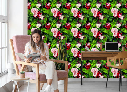 Wallpaper Roses In Leaves