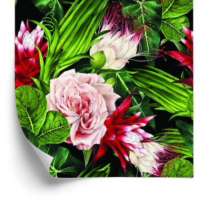 Wallpaper Roses In Leaves