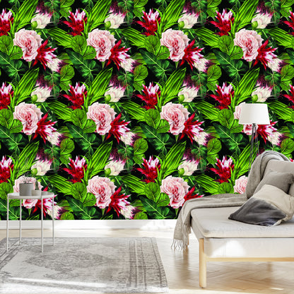 Wallpaper Roses In Leaves