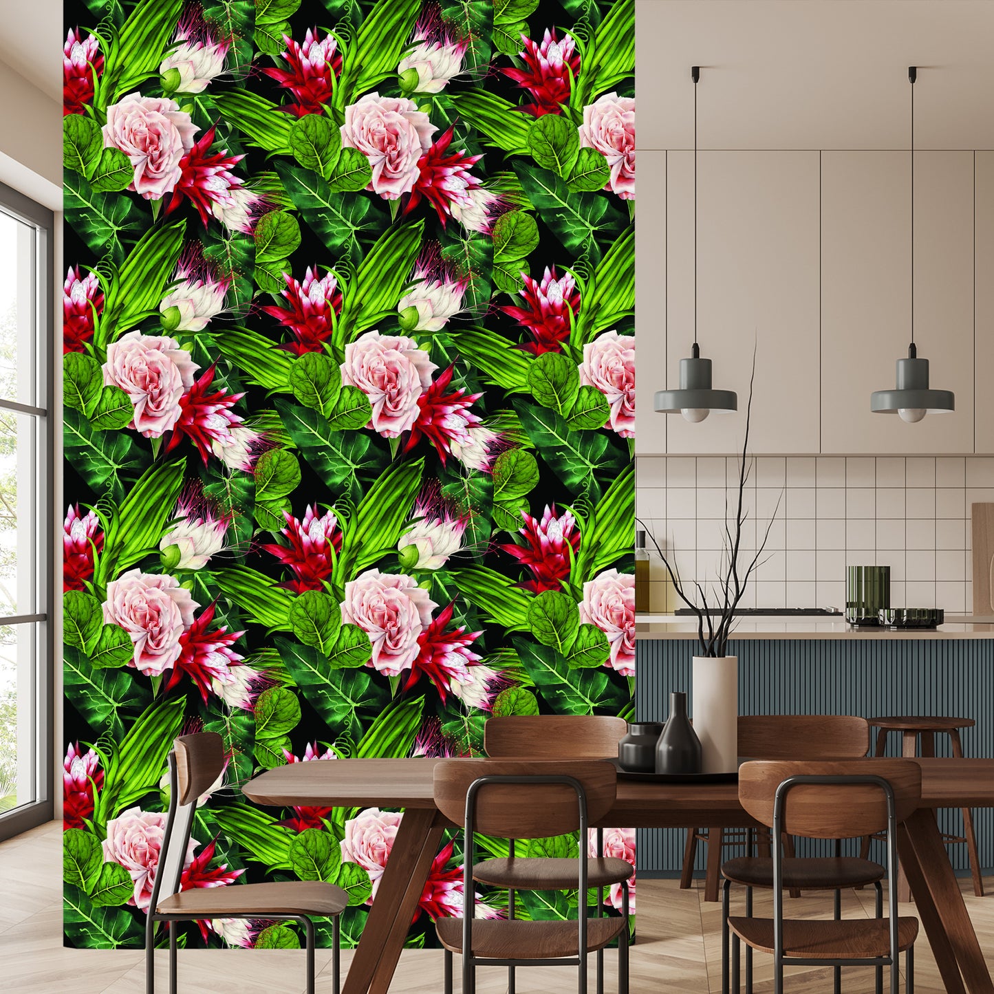 Wallpaper Roses In Leaves