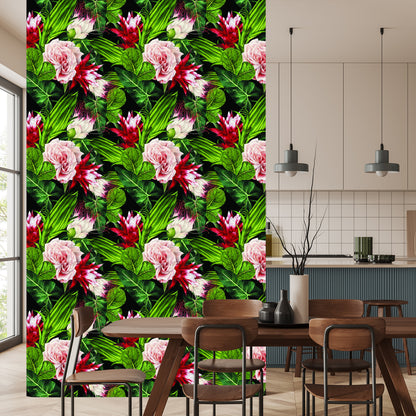 Wallpaper Roses In Leaves