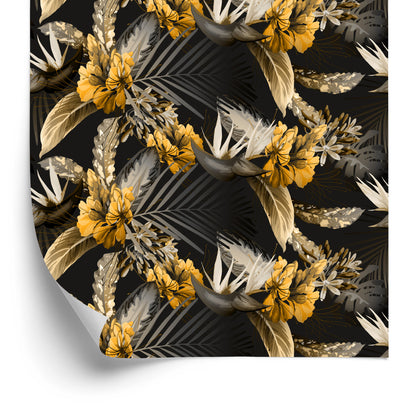 Wallpaper Tropical Leaves In Dark Colors