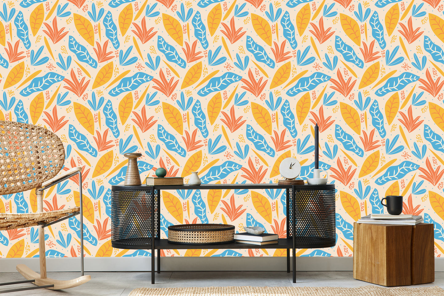 Wallpaper Colorful Leaves In Various Shapes