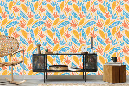 Wallpaper Colorful Leaves In Various Shapes