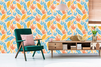 Wallpaper Colorful Leaves In Various Shapes