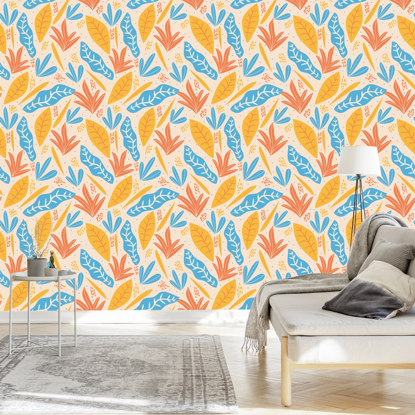 Wallpaper Colorful Leaves In Various Shapes