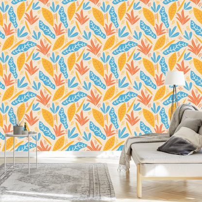 Wallpaper Colorful Leaves In Various Shapes