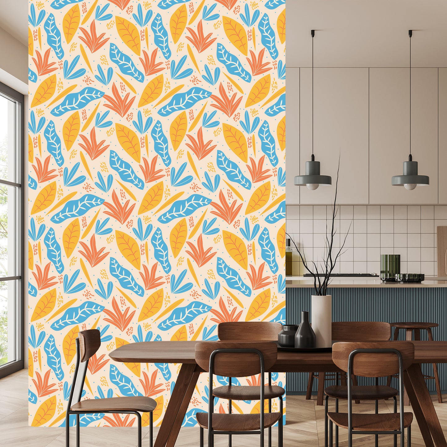 Wallpaper Colorful Leaves In Various Shapes