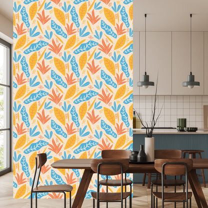 Wallpaper Colorful Leaves In Various Shapes
