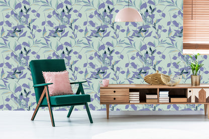 Wallpaper Violet And Blue Leafs