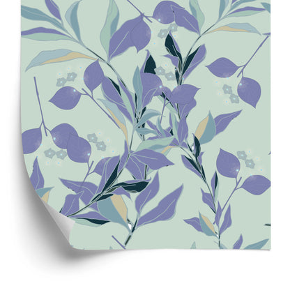 Wallpaper Violet And Blue Leafs