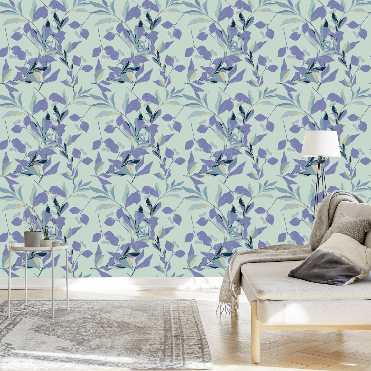 Wallpaper Violet And Blue Leafs