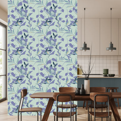 Wallpaper Violet And Blue Leafs