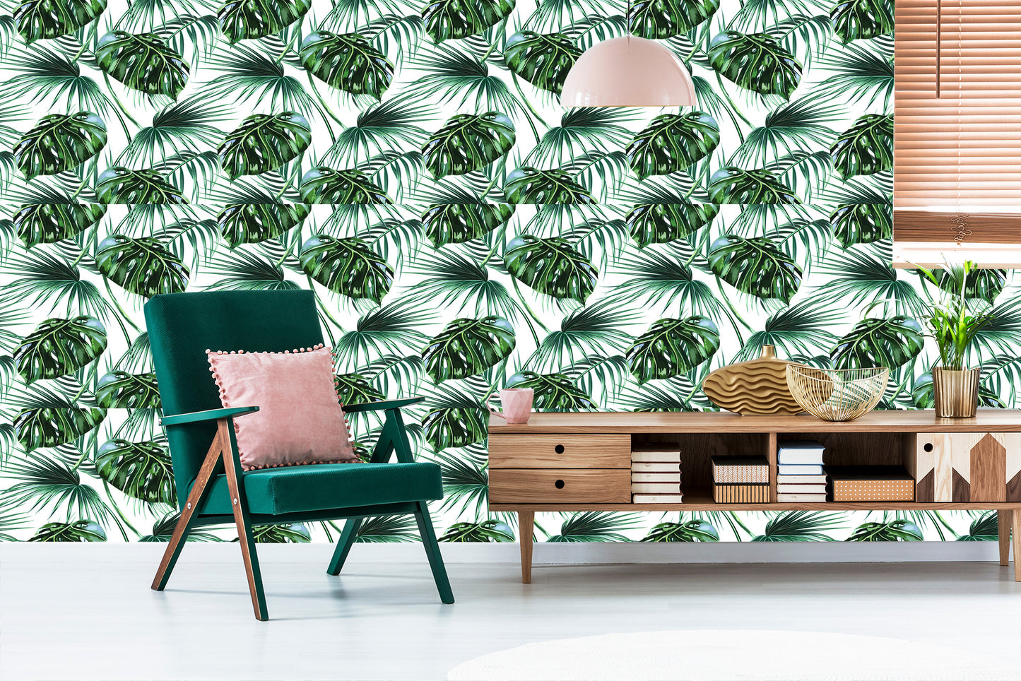 Wallpaper Leaves Of The Palm And Monstera