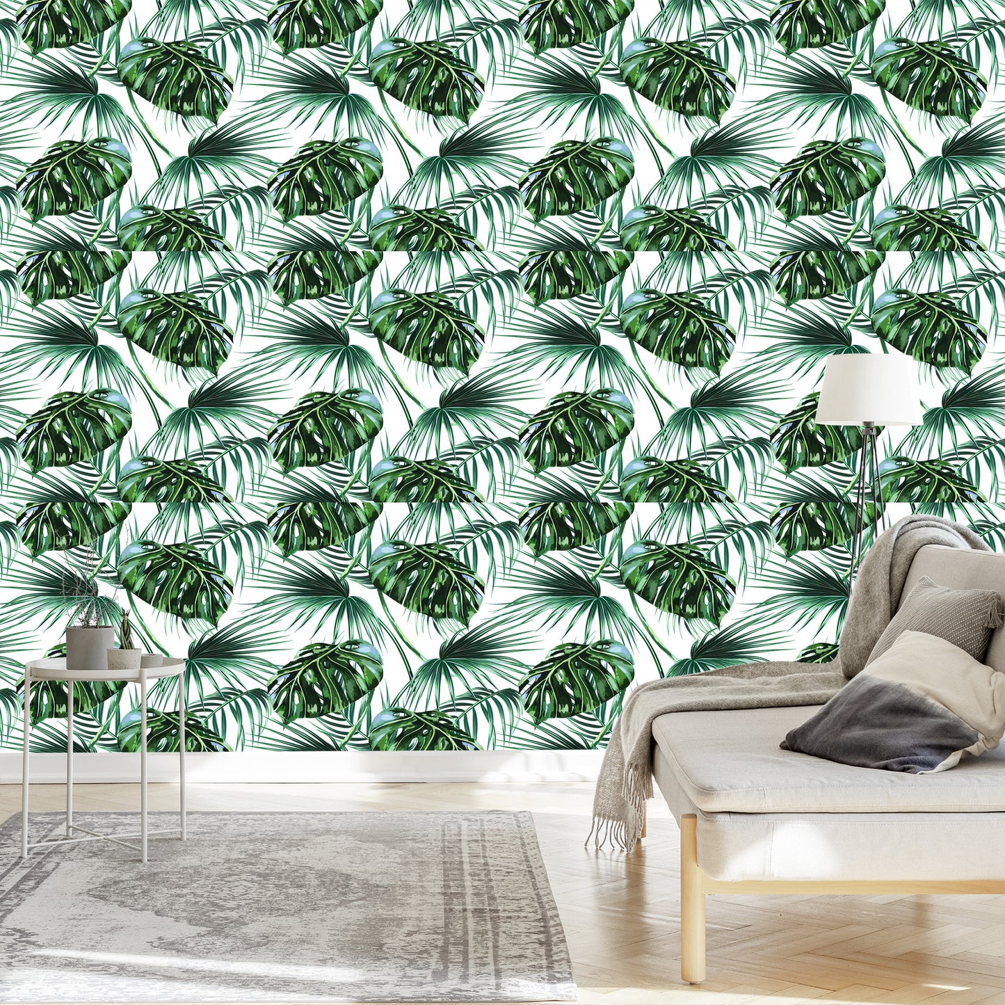 Wallpaper Leaves Of The Palm And Monstera