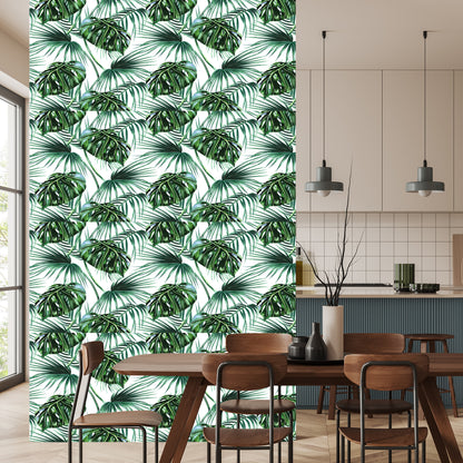 Wallpaper Leaves Of The Palm And Monstera