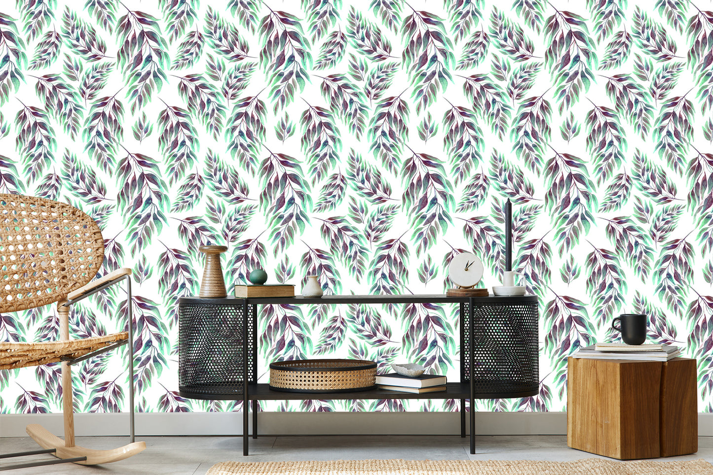 Wallpaper Leaves And Twigs - Watercolor