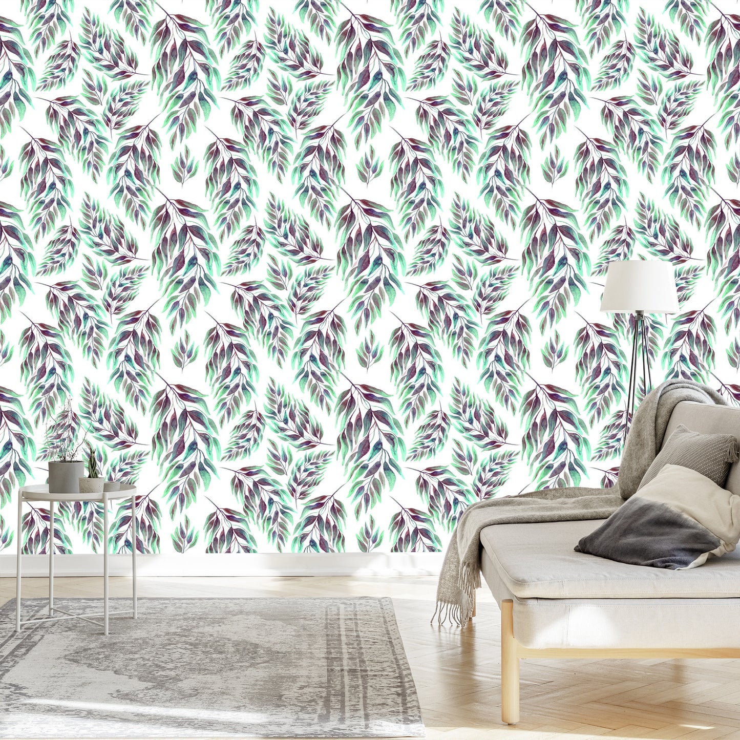 Wallpaper Leaves And Twigs - Watercolor