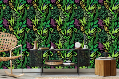 Wallpaper Forest Leaves With Fern