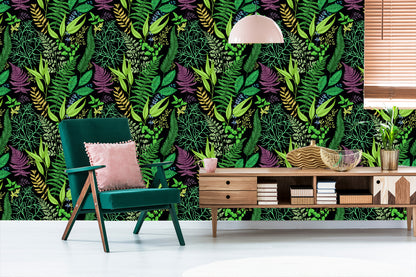 Wallpaper Forest Leaves With Fern