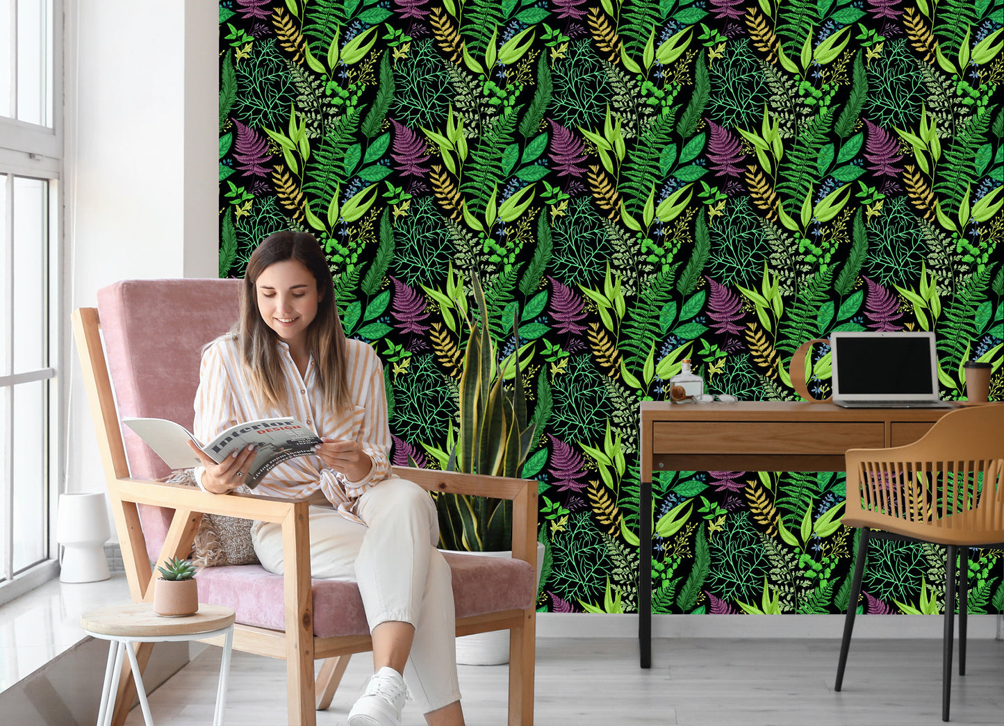 Wallpaper Forest Leaves With Fern