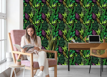 Wallpaper Forest Leaves With Fern