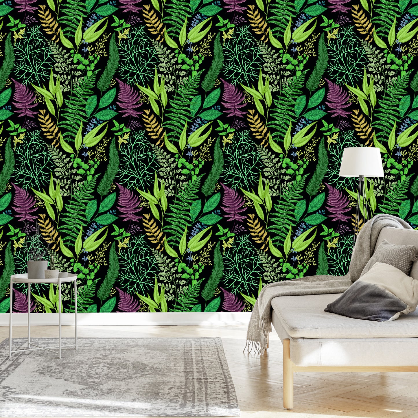 Wallpaper Forest Leaves With Fern