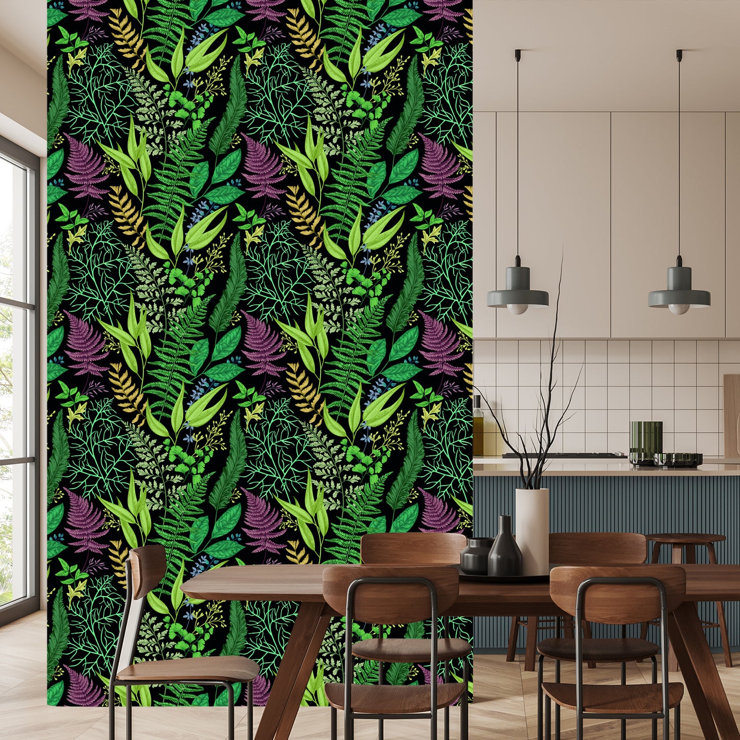 Wallpaper Forest Leaves With Fern
