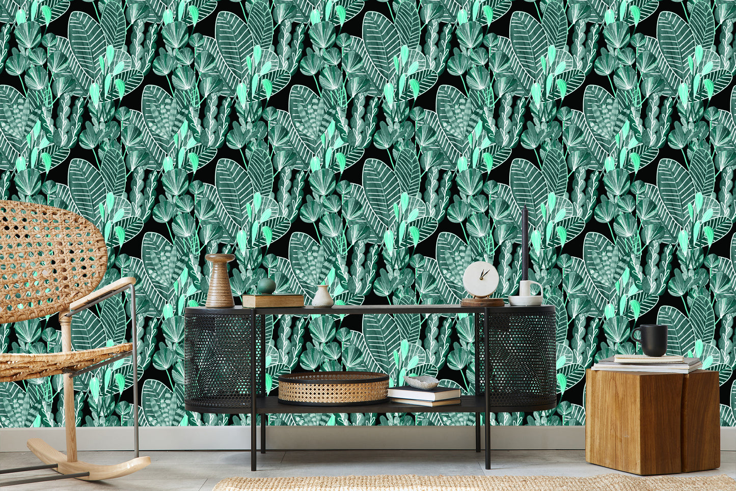 Wallpaper Drawn Forest Leaves