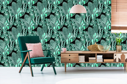 Wallpaper Drawn Forest Leaves