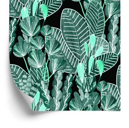 Wallpaper Drawn Forest Leaves