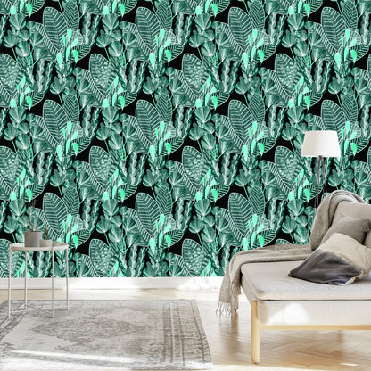 Wallpaper Drawn Forest Leaves