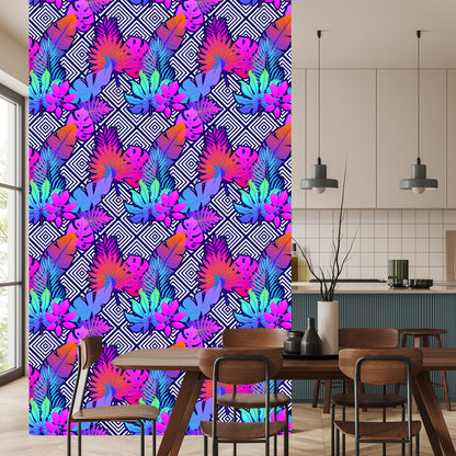 Wallpaper Leaves On Geometric Patterns