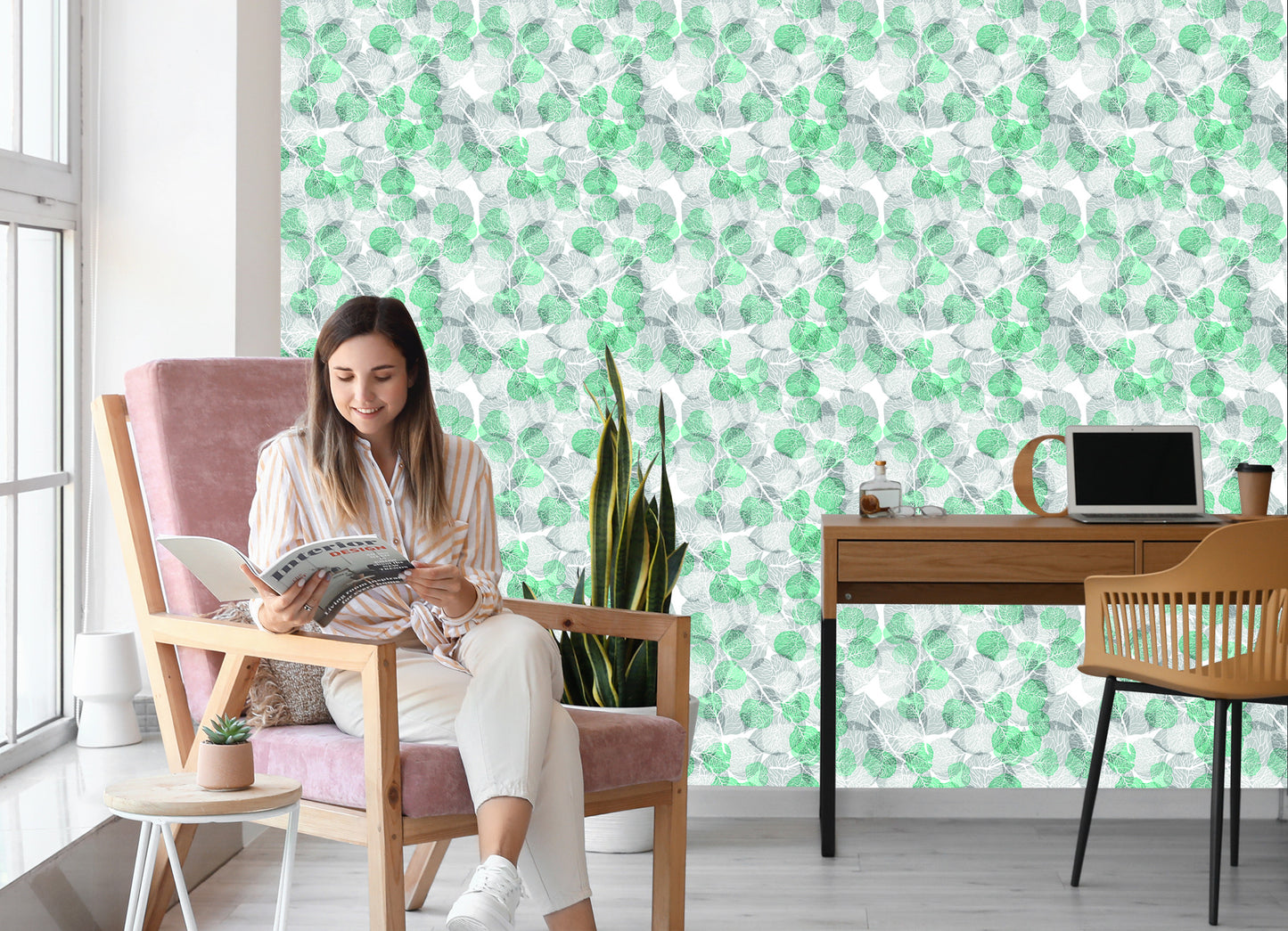Wallpaper Drawn Leaves