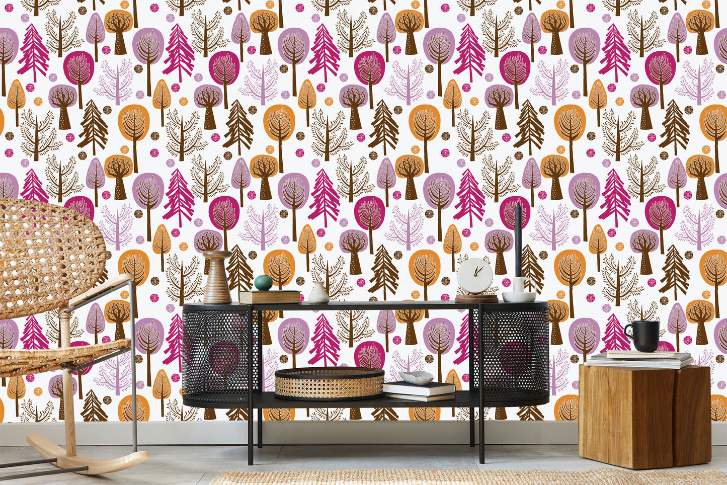 Wallpaper Colorful Forest Tree For Children's Room