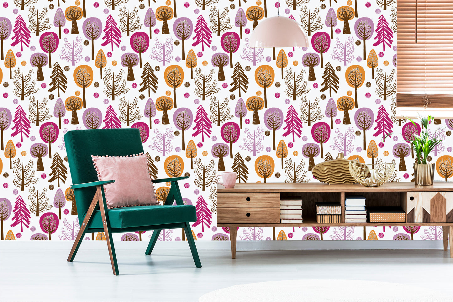 Wallpaper Colorful Forest Tree For Children's Room