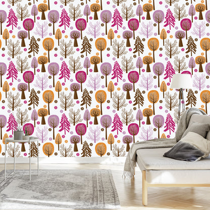 Wallpaper Colorful Forest Tree For Children's Room