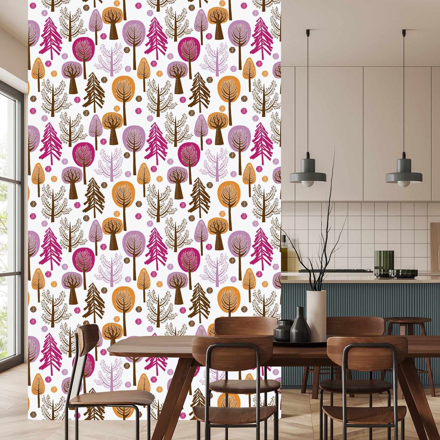 Wallpaper Colorful Forest Tree For Children's Room