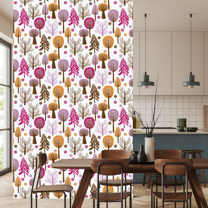 Wallpaper Colorful Forest Tree For Children's Room